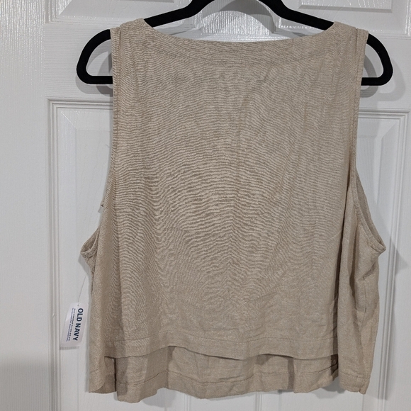 NWT Old Navy Beige Sleeveless Linen-Blend Crop Top in Size 2X - Picture 8 of 9